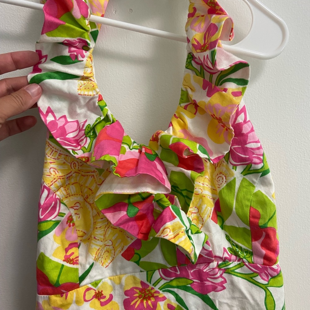 Vintage Lilly ruffle halter floral dress.